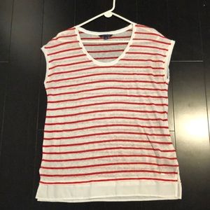 Red and white striped blouse
